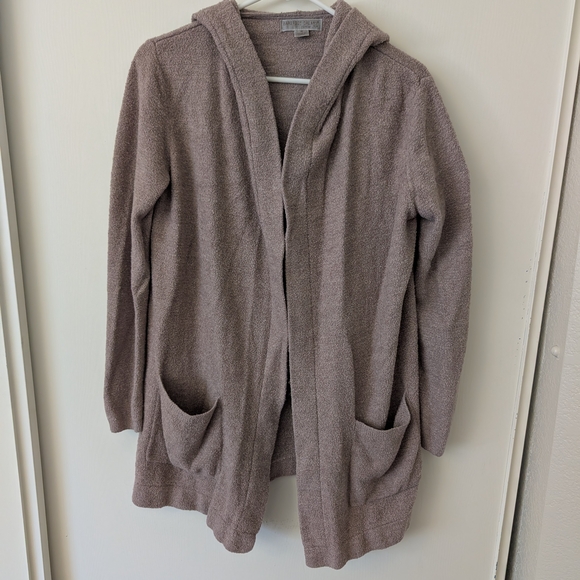 Barefoot Dreams Sweaters - Barefoot Dreams Womens Medium Hooded Cardigan Brown Soft Cozy Loungewear Cottage